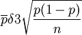 \overline{p}\delta3\sqrt{\frac{p(1-p)}{n}}