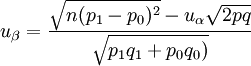 u_\beta=\frac{\sqrt{n(p_1-p_0)^2}-u_\alpha \sqrt{2pq}}{\sqrt{p_1q_1+p_0q_0)}}