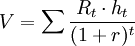 V=\sum\frac{R_t \cdot h_t}{(1+r)^t}