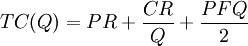 TC(Q) = PR + {\frac{CR}{Q}} + {\frac{PFQ}{2}}