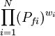 \prod_{i=1}^N (P_{fi})^{w_i}