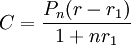 C=\frac{P_n(r-r_1)}{1+nr_1}