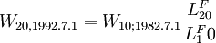 W_{20,1992.7.1}=W_{10;1982.7.1}\frac{L^F_{20}}{L^F_10}