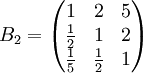 B_2=egin{pmatrix}1&2&5\frac{1}{2}&1&2\frac{1}{5}&frac{1}{2}&1end{pmatrix}