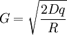 G = \sqrt{ \frac{2Dq} {R} }