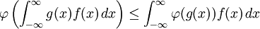 \varphi\left(\int_{-\infty}^\infty g(x)f(x)\, dx\right) \le \int_{-\infty}^\infty \varphi(g(x)) f(x)\, dx