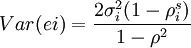 Var(ei)=\frac{2\sigma^2_i(1-\rho_i^s)}{1-\rho^2}