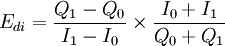 E_{di}=\frac{Q_1-Q_0}{I_1-I_0}\times\frac{I_0+I_1}{Q_0+Q_1}