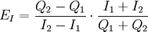 E_I=\frac{Q_2-Q_1}{I_2-I_1}\cdot \frac{I_1+I_2}{Q_1+Q_2}