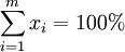 \sum_{i=1}^m x_i =100%