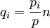 q_i=\frac{p_i}{p}n