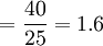 =\frac{40}{25}=1.6