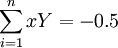 \sum^n_{i=1}x Y=-0.5