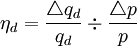 \eta_d= \frac{\triangle q_d}{q_d} \div \frac{\triangle p}{p}