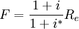 F=\frac{1+i}{1+i^*}R_e