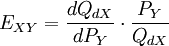 E_{XY}=\frac{dQ_{dX}}{dP_Y}\cdot\frac{P_Y}{Q_{dX}}