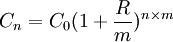 C_n=C_0(1+\frac{R}{m})^{n\times m}