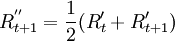 R^{''}_{t+1}=\frac{1}{2}(R^\prime_t+R^\prime_{t+1})