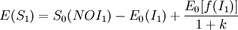 E(S_1)=S_0(NOI_1)-E_0(I_1)+\frac{E_0[f(I_1)]}{1+k}