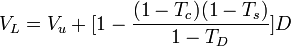 V_L=V_u+[ 1-\frac{(1-T_c)(1-T_s)}{1-T_D} ] D