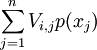 \sum_{j=1}^n V_{i,j}p(x_j)