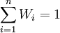 \sum_{i=1}^nW_i=1
