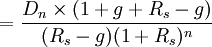 =\frac{D_n\times(1+g+R_s-g)}{(R_s-g)(1+R_s)^n}