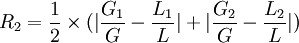 R_2=\frac{1}{2}\times(|\frac{G_1}{G}-\frac{L_1}{L}|+|\frac{G_2}{G}-\frac{L_2}{L}|)