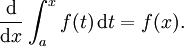 \frac{\mathrm{d}}{\mathrm{d}x}\int_a^x f(t)\, \mathrm{d}t = f(x).