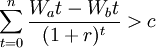 \sum_{t=0}^n \frac{W_at-W_bt}{(1+r)^t}>c