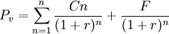 P_v = \sum_{n=1}^n\frac{Cn}{(1+r)^n}+\frac{F}{(1+r)^n}