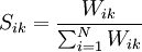 S_{ik}=\frac{W_{ik}}{\sum_{i=1}^NW_{ik}}