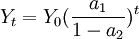 Y_t=Y_0(\frac{a_1}{1-a_2})^t