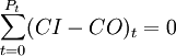 \sum_{t=0}^{P_t} (CI-CO)_t=0