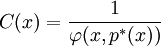 C(x)=\frac{1}{\varphi(x,p^*(x))}