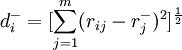 d_i^{-}=[\sum_{j=1}^m(r_{ij}-r_j^{-})^2]^{\frac{1}{2}}