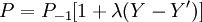 P=P_{-1}[1+\lambda(Y-Y^\prime)]