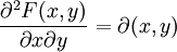 \frac{\partial^2F(x,y)}{\partial x\partial y}=\partial(x,y)