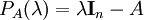 P_A(\lambda)=\lambda\mathbf{I}_n-A