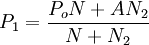 P_1=\frac{P_oN+AN_2}{N+N_2}
