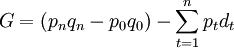 G=(p_n q_n-p_0 q_0)-\sum_{t=1}^n p_t d_t