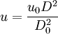 u=\frac{u_0D^2}{D_0^2}