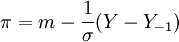 \pi=m-\frac{1}{\sigma}(Y-Y_{-1})
