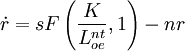 \dot{r}=sF\left(\frac{K}{L^{nt}_{oe}},1\right)-nr