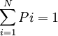 \sum_{i=1}^NPi=1