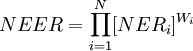 NEER=\prod _{i=1}^N [NER_i]^{W_i}