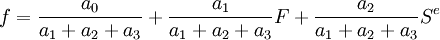 f=\frac{a_0}{a_1+a_2+a_3}+\frac{a_1}{a_1+a_2+a_3}F+\frac{a_2}{a_1+a_2+a_3}S^e