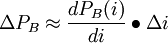 \Delta P_B \approx \frac{dP_B(i)}{di}\bullet \Delta i