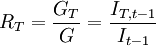 R_T=\frac{G_T}{G}=\frac{I_{T,t-1}}{I_{t-1}}