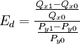 E_d=\frac{\frac{Q_{x1}-Q_{x0}}{Q_{x0}}}{\frac{P_{y1}-P_{y0}}{P_{y0}}}
